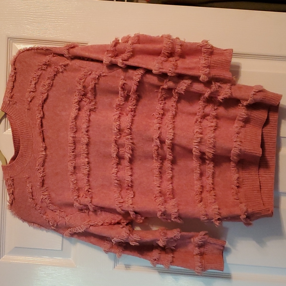 Beautiful, and Cozy Blush Fringed Sweater